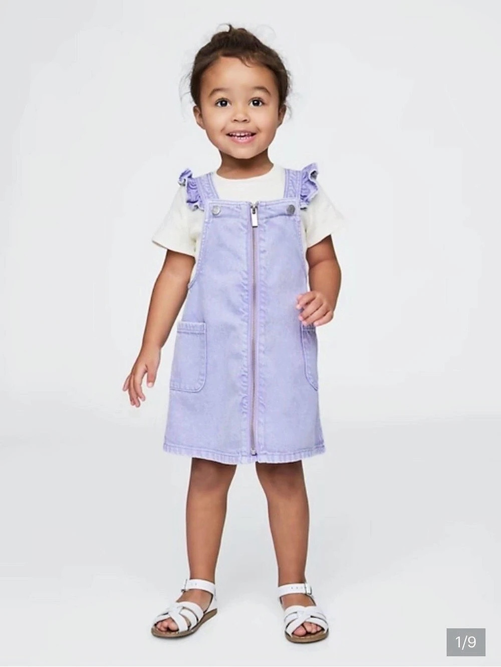 baby GAP Girls Purple Ruffle Strap Overalls dress 2T